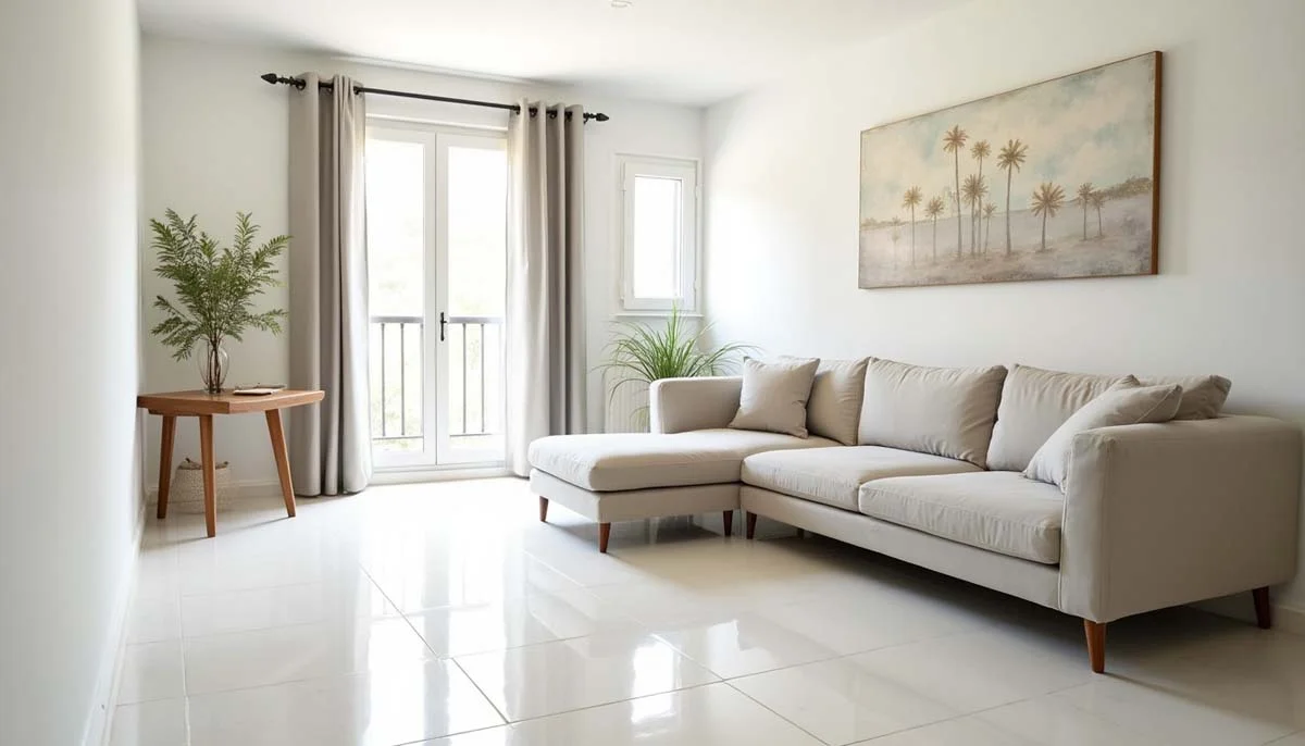 A bright and clean living room prepared for a basic house cleaning service