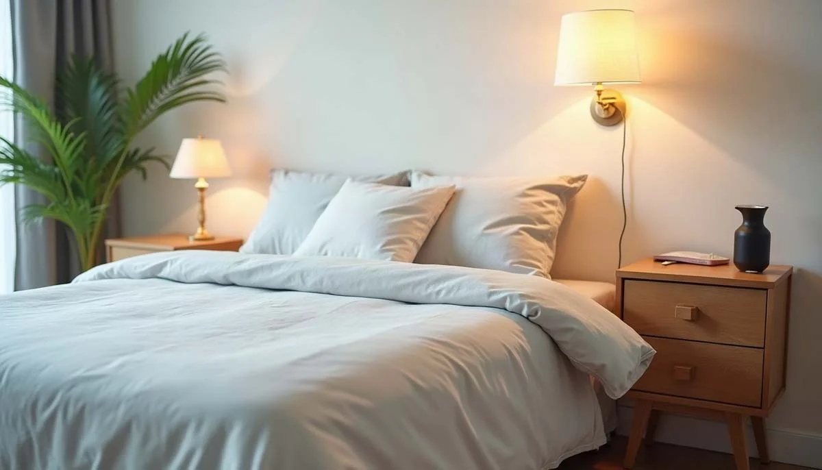 A clean and organized bedroom after a routine residential cleaning service.