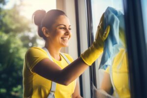 Professional Cleaner Cleaning Windows