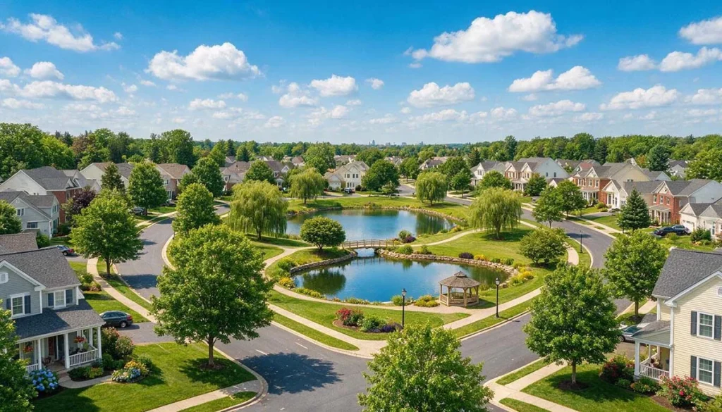Peaceful-suburban-neighborhood-with-lakes-and-trees-in-Pembroke-Pines