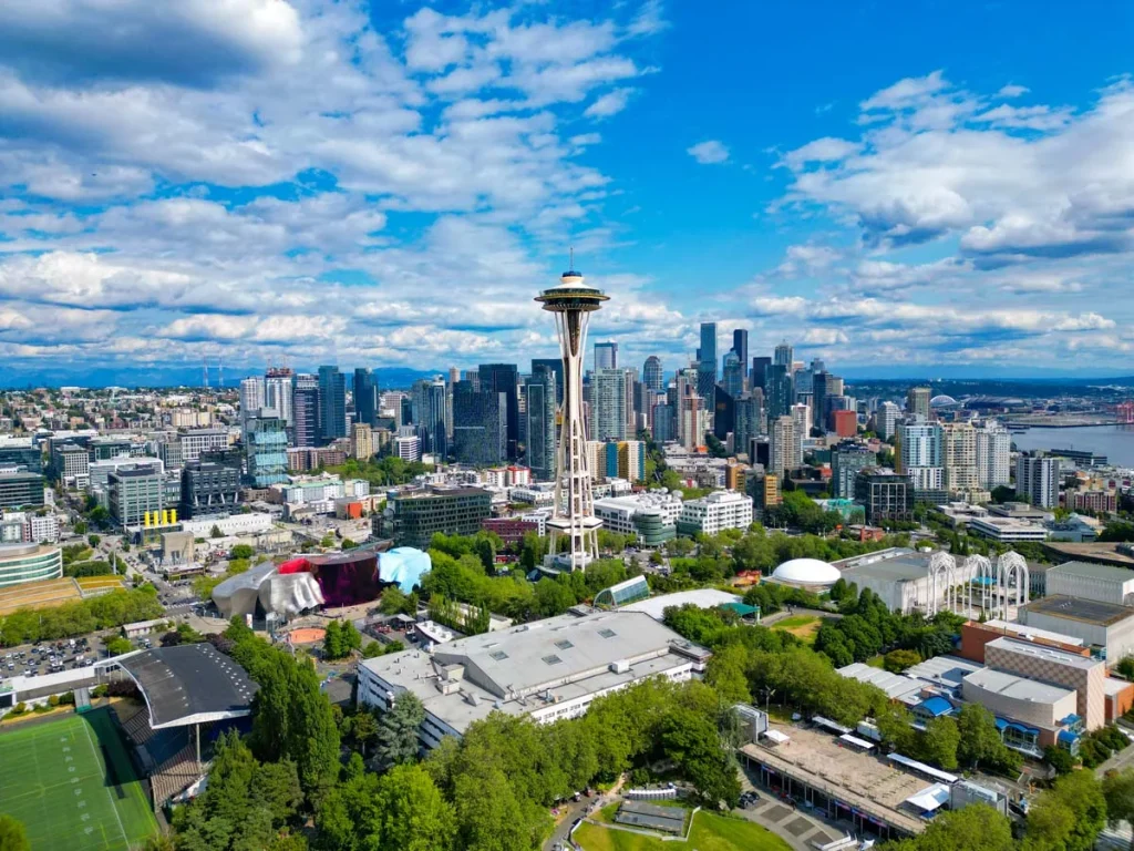 Seattle-neighborhood-modern-homes-and-a-distant-skyline